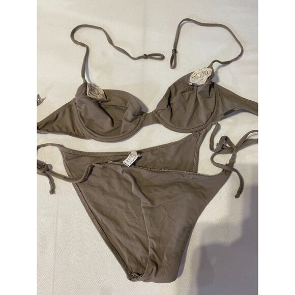 KENZO Tan Nude Two Piece Bikini Set Top Sz 34C + Bottom Sz 12 Bathing Suit - Picture 16 of 16